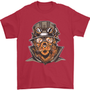 Steampunk Lion Mens T-Shirt Cotton Gildan Red