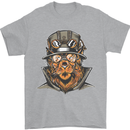 Steampunk Lion Mens T-Shirt Cotton Gildan Sports Grey