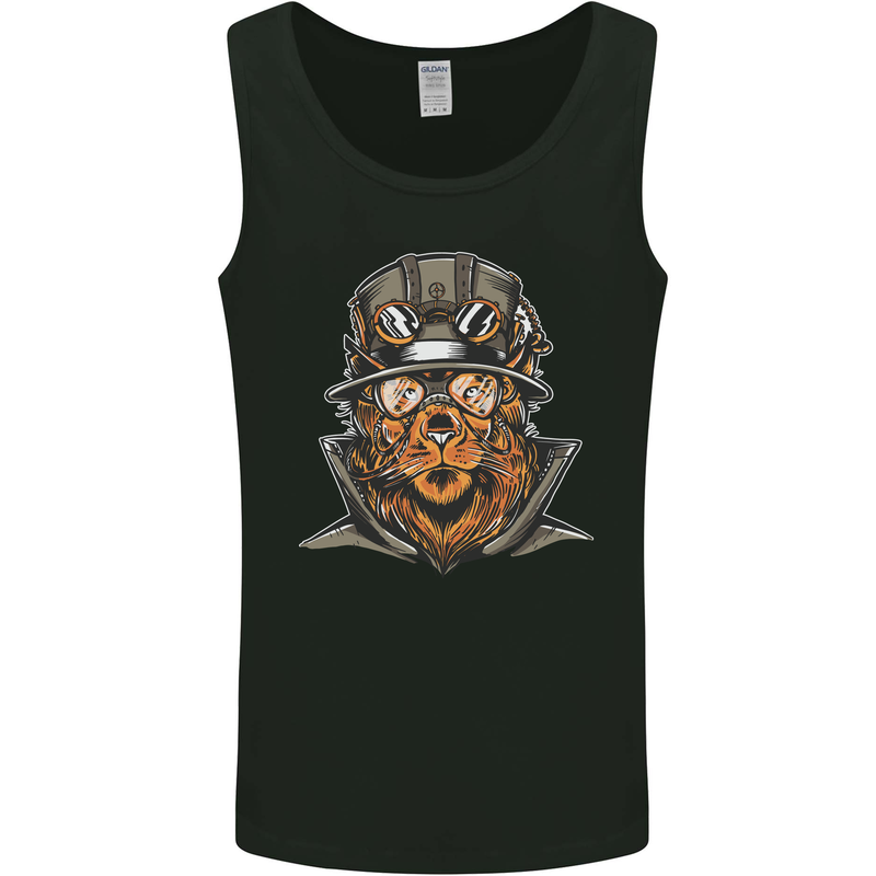Steampunk Lion Mens Vest Tank Top Black
