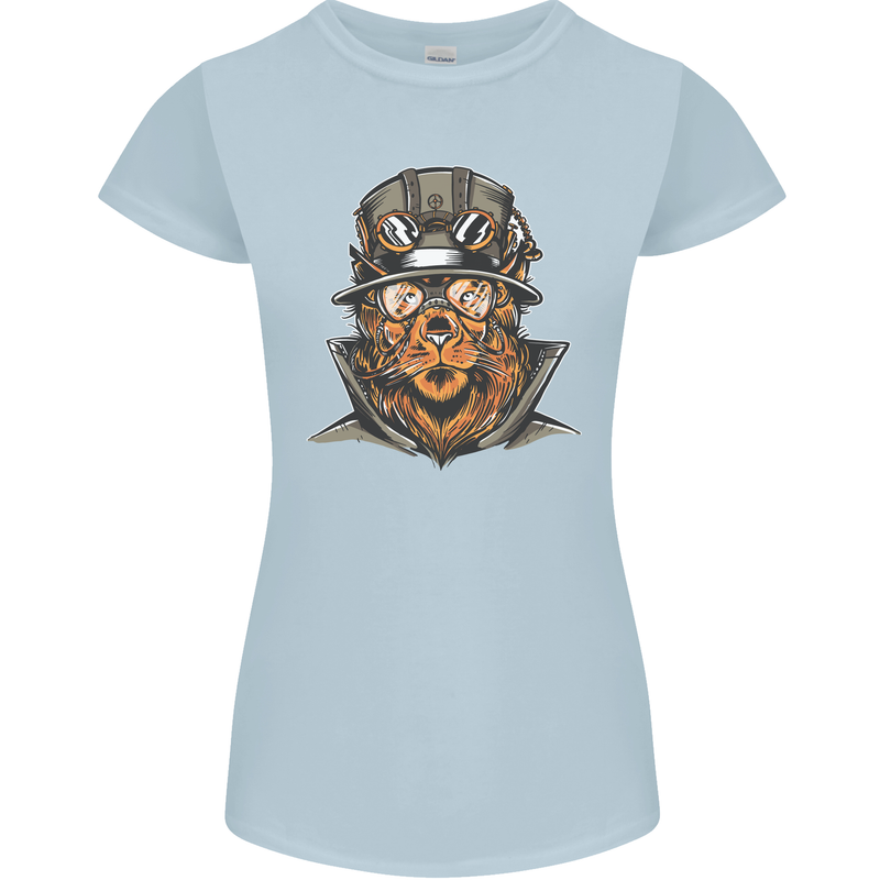 Steampunk Lion Womens Petite Cut T-Shirt Light Blue