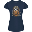 Steampunk Lion Womens Petite Cut T-Shirt Navy Blue