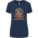 Steampunk Lion Womens Wider Cut T-Shirt Navy Blue
