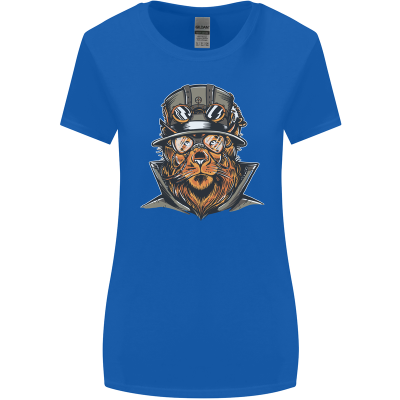 Steampunk Lion Womens Wider Cut T-Shirt Royal Blue