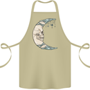 Steampunk Moon Skull Cotton Apron 100% Organic Khaki