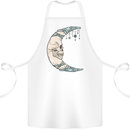 Steampunk Moon Skull Cotton Apron 100% Organic White