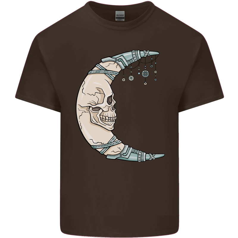 Steampunk Moon Skull Kids T-Shirt Childrens Chocolate