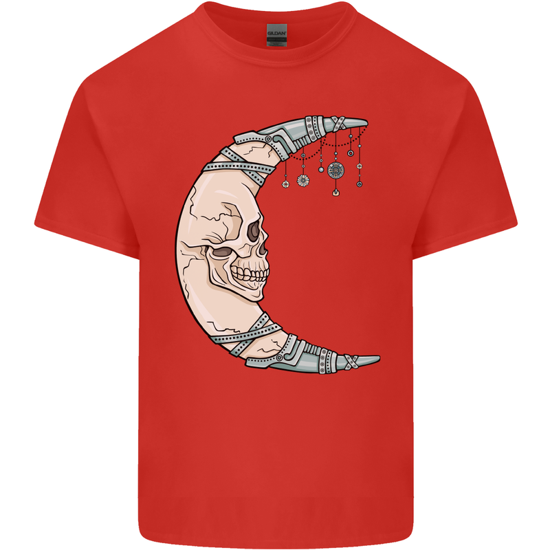 Steampunk Moon Skull Kids T-Shirt Childrens Red