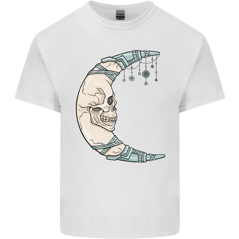 Steampunk Moon Skull Kids T-Shirt Childrens White