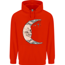 Steampunk Moon Skull Mens 80% Cotton Hoodie Bright Red