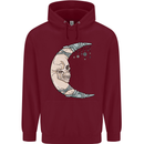 Steampunk Moon Skull Mens 80% Cotton Hoodie Maroon