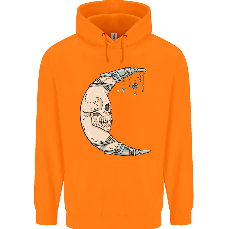 Steampunk Moon Skull Mens 80% Cotton Hoodie Orange