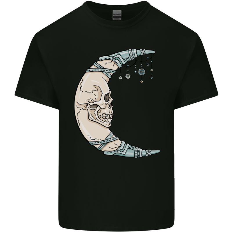 Steampunk Moon Skull Mens Cotton T-Shirt Tee Top Black