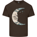Steampunk Moon Skull Mens Cotton T-Shirt Tee Top Dark Chocolate
