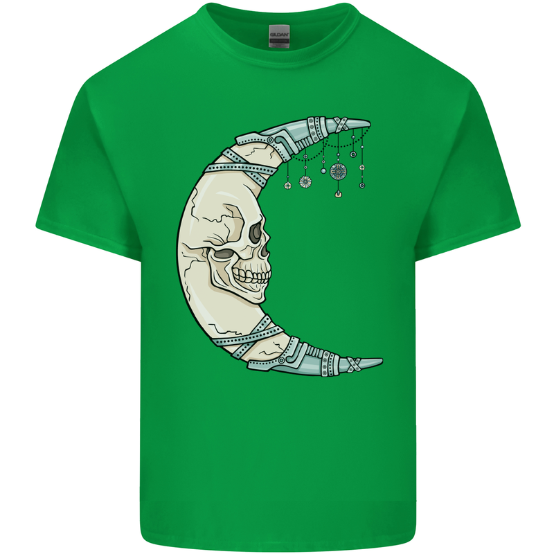 Steampunk Moon Skull Mens Cotton T-Shirt Tee Top Irish Green