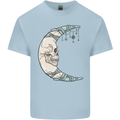 Steampunk Moon Skull Mens Cotton T-Shirt Tee Top Light Blue