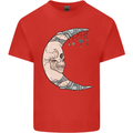 Steampunk Moon Skull Mens Cotton T-Shirt Tee Top Red