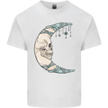 Steampunk Moon Skull Mens Cotton T-Shirt Tee Top White