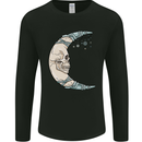 Steampunk Moon Skull Mens Long Sleeve T-Shirt Black