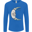 Steampunk Moon Skull Mens Long Sleeve T-Shirt Royal Blue