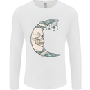 Steampunk Moon Skull Mens Long Sleeve T-Shirt White