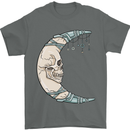 Steampunk Moon Skull Mens T-Shirt Cotton Gildan Charcoal