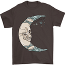 Steampunk Moon Skull Mens T-Shirt Cotton Gildan Dark Chocolate