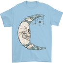 Steampunk Moon Skull Mens T-Shirt Cotton Gildan Light Blue