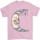 Steampunk Moon Skull Mens T-Shirt Cotton Gildan Light Pink