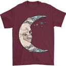 Steampunk Moon Skull Mens T-Shirt Cotton Gildan Maroon