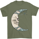 Steampunk Moon Skull Mens T-Shirt Cotton Gildan Military Green