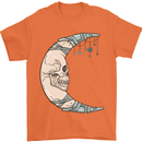 Steampunk Moon Skull Mens T-Shirt Cotton Gildan Orange
