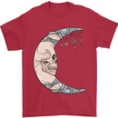 Steampunk Moon Skull Mens T-Shirt Cotton Gildan Red