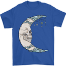 Steampunk Moon Skull Mens T-Shirt Cotton Gildan Royal Blue