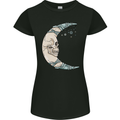 Steampunk Moon Skull Womens Petite Cut T-Shirt Black