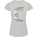 Steampunk Moon Skull Womens Petite Cut T-Shirt Sports Grey