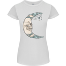 Steampunk Moon Skull Womens Petite Cut T-Shirt White