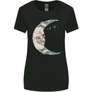 Steampunk Moon Skull Womens Wider Cut T-Shirt Black
