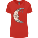 Steampunk Moon Skull Womens Wider Cut T-Shirt Red