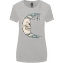 Steampunk Moon Skull Womens Wider Cut T-Shirt Sports Grey