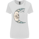 Steampunk Moon Skull Womens Wider Cut T-Shirt White