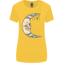 Steampunk Moon Skull Womens Wider Cut T-Shirt Yellow