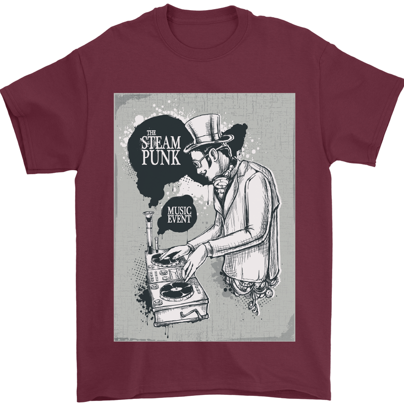 Steampunk Music Event Mens T-Shirt Cotton Gildan Maroon