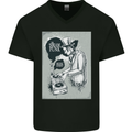 Steampunk Music Event Mens V-Neck Cotton T-Shirt Black