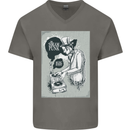 Steampunk Music Event Mens V-Neck Cotton T-Shirt Charcoal