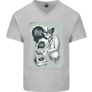 Steampunk Music Event Mens V-Neck Cotton T-Shirt Sports Grey