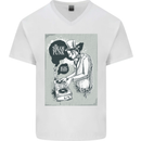 Steampunk Music Event Mens V-Neck Cotton T-Shirt White