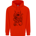 Steampunk Octopus Kraken Cthulhu Childrens Kids Hoodie Bright Red
