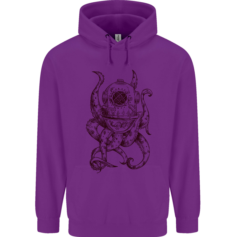 Steampunk Octopus Kraken Cthulhu Childrens Kids Hoodie Purple