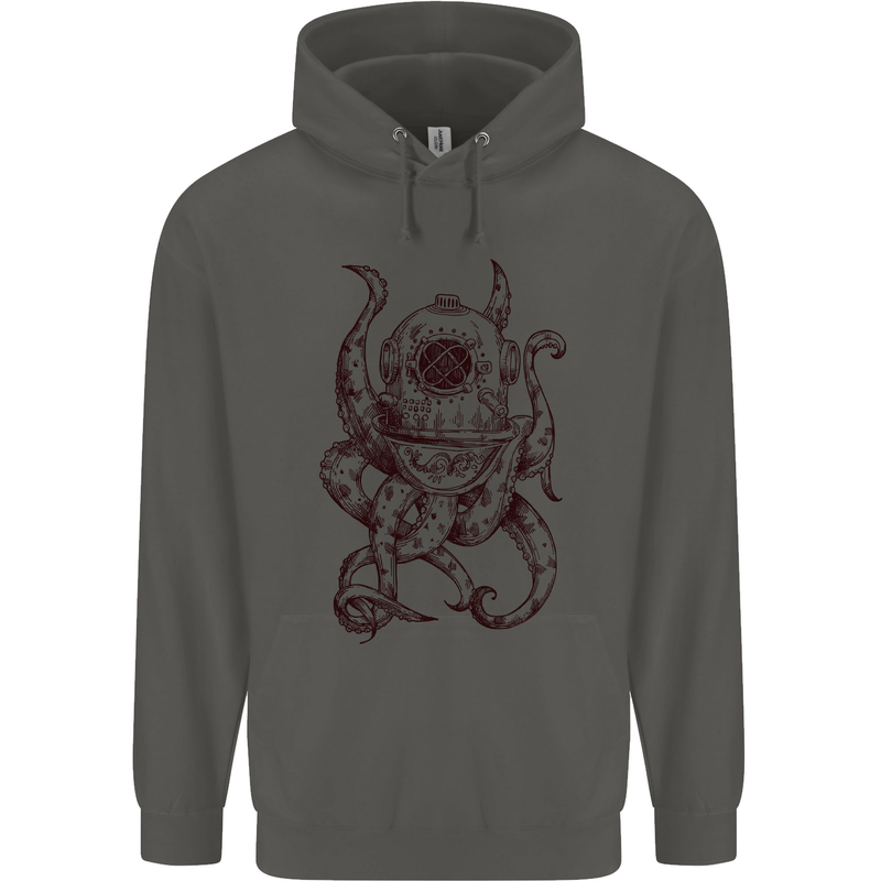 Steampunk Octopus Kraken Cthulhu Childrens Kids Hoodie Storm Grey