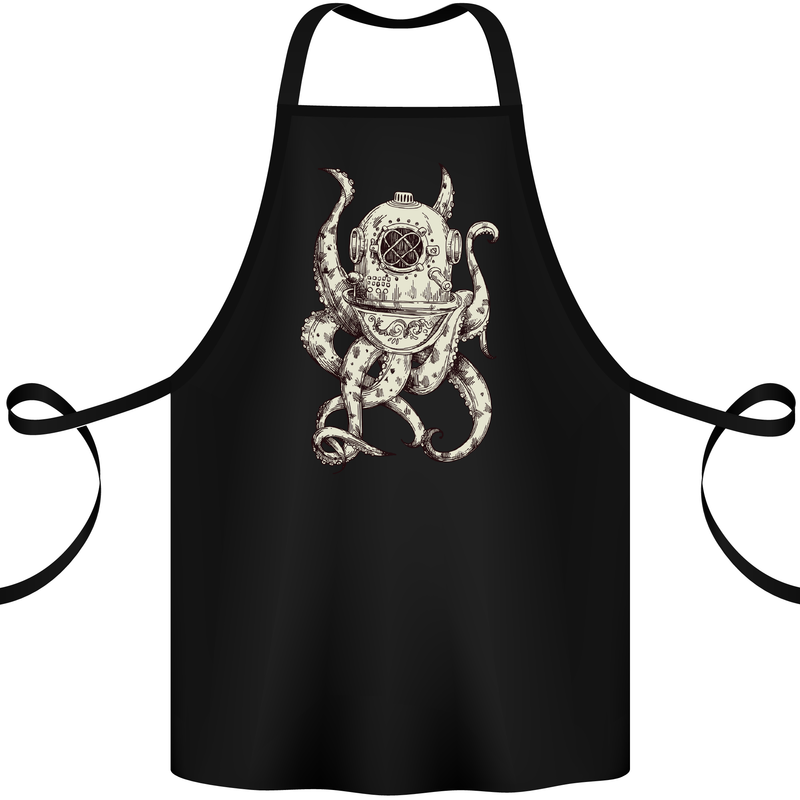 Steampunk Octopus Kraken Cthulhu Cotton Apron 100% Organic Black